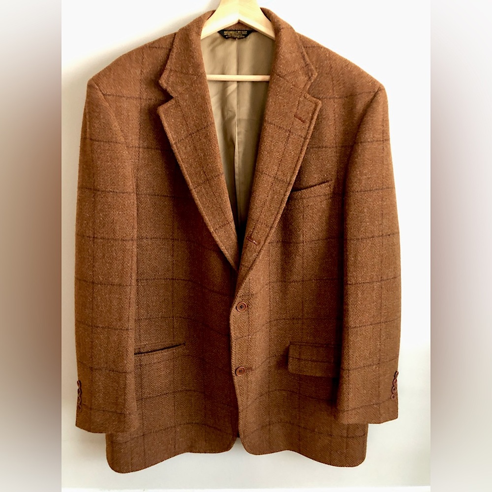 O'Connell's Sport Coat - Harris Tweed - Rust Herringbone with Brown Overpane